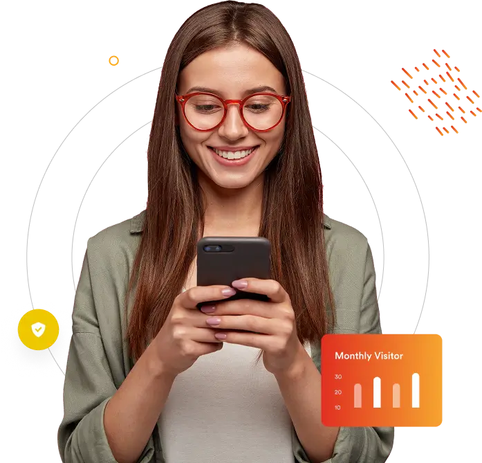 A girl is doing digital marketing on mobile